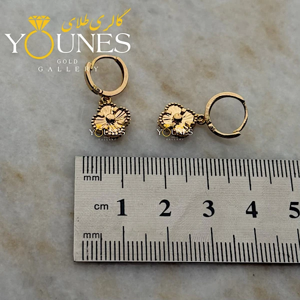 گوشواره طلا ونکلیف تراش دار حلقه ای